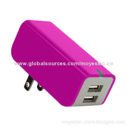 10W double USB standard battery chargers with five colors